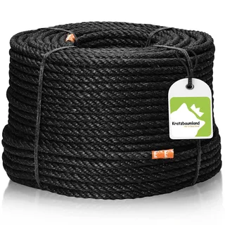 Kratzbaumland Premium-Sisalseil schwarz 6 mm, schwarzes Sisalseil für Kratzbäume (versch. Längen) (25 Meter)