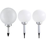 ETC Shop 3er Set LED Solar Außen Leuchte Garten Deko Steck Lampen Kugeln weiß 15 und 20 cm