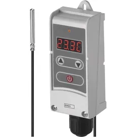 EMOS P5684 Anlegethermostat mit Fernfühler einstellbarer Schaltempfindlichkeit digitalem Display 5 bis 90 °C 45 x 45 x 130 mm