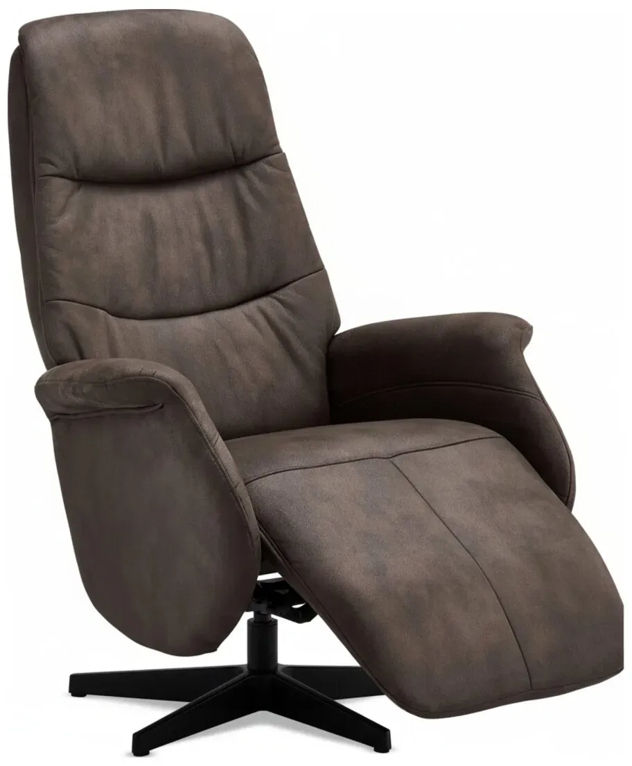 Relaxsessel Atella Stoff Taupe - Drehsessel mit Liegefunktion & Fußstütze