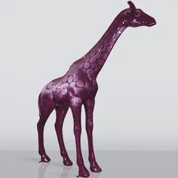 Casa Padrino XXL Deko Skulptur Giraffe Lila H. 320 cm - Riesige Garten Deko Figur