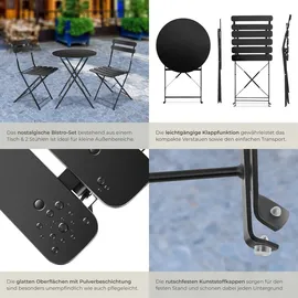 Tectake Bistrotisch-Set Frieda für 2 Personen schwarz