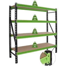 Trutzholm Lagerregal Stahl 200x190x60 cm grün/schwarz 4 Ebenen 4 t Gesamttraglast