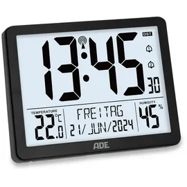 ADE Digitale XL-Funkuhr schwarz