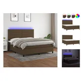 vidaXL Boxspringbett mit Matratze & LED Dunkelbraun 160x200 cm Stoff