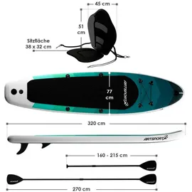 ArtSport Stand Up Paddle Board Blue Wave 150 x 76 x 15 cm Blau/Schwarz
