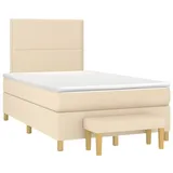 vidaXL Boxspringbett mit Matratze Creme 120x190 cm Stoff