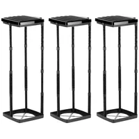 Grizzly Müllsackständer 3x Mülleimer für schwarze Säcke mit Deckel 25-120 L, höhenverstellbar, Stecksystem mit Klemmring schwarz