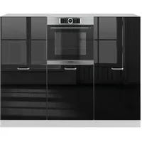 Vicco R-Line Einbauküche Schwarz Hochglanz/Weiß 180 cm ohne Arbeitsplatte