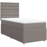 vidaXL Boxspringbett mit Matratze Taupe 100x200 cm Stoff