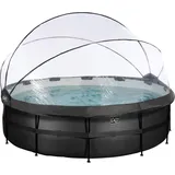 EXIT TOYS Black Leather Pool 450 x 122 cm inkl. Sandfilterpumpe und Abdeckung