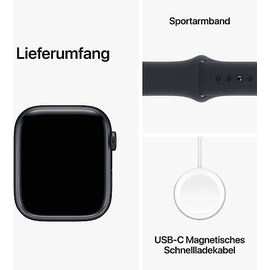 Apple Watch Series 9 GPS 45 mm Aluminiumgehäuse mitternacht, Sportarmband mitternacht M/L