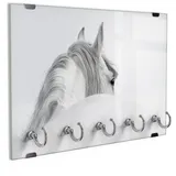 DEQORI Schlüsselbrett 'Andalusisches Pferd', (1 St), Schlüsselhalter Schlüssel Haken Schlüsselboard modern Schlüsselleiste weiß
