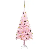 vidaXL Künstlicher Weihnachtsbaum mit Beleuchtung & Kugeln Rosa 120cm