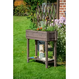 Dobar rollbares Hochbeet mit Rankgitter 79 x 28,5 x 130 cm Grau