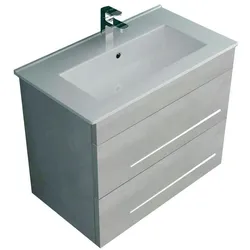Alpenberger Badezimmer Schrank mit Waschbecken Grau- Nanobeschichtung & Soft-Close Gäste WC