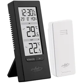 Infactory Digitale Temperaturstation, Innen-/Außenthermometer, Funkuhr, schwarz