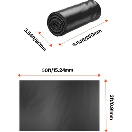 Vevor PE-Architekturmembran 0,91 x 15,24 m, 4 mil/0,1 mm dick, Kunststoffplane, Malerplane, für Kriechkeller-Dampfsperre, Mehrzweck-Schutzmembran,... - schwarz