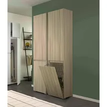 Dmora Mehrzweck-Kleiderschrank mit 2 Türen Agapanto, Wäscheschrank mit 2 Türen, Badezimmersäule mit Wäschekorb, 100% Made in Italy, 45 x 37 x 195 cm, Olmo