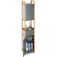 Relaxdays Hochschrank Bad, Badregal, Badezimmerschrank, 2-türig, aus MDF, mit