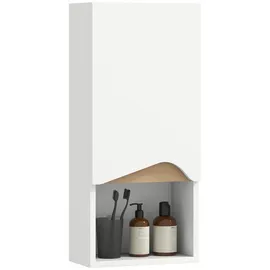 Homcom Badezimmerschrank Wandschrank mit Soft-Close-Tür, und offenem Fach Weiß