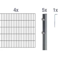 GAH Alberts Alberts Doppelstabmatten-Grundset 8 m 200 x 80 cm 6/5/6 anthrazit