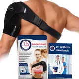 Doctor Developed Shoulder Support/Shoulder Strap/Shoulder Brace [Single] & Doctor Written Handbook - Registered Class I Medical Device - for Shoulder Injuries, fits both left & right (Black)
