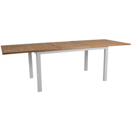Brafab Gartenesstisch Lyon aus Aluminium und Teak, modern, ausziehbar, hellgrau-natur, für 8-10 Personen