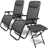 deluke 2er Set Liegestuhl Hochlehner 65 x 77 x 86 cm anthrazit