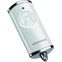 Hörmann Handsender HSE 4 BS (Frequenz 868 MHz, Hochglanz weiß, Garagentorantrieb mit Chrom-Kappen, Batterien, Maße 28x70x14 mm, inkl. Schlüsselring) 4511565