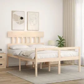 vidaXL Seniorenbett mit Kopfteil Massivholz