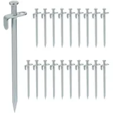 Relaxdays Felsbodenhering 20er Set, Erdanker für Harte Böden, 20 cm, Edelstahl, stabile Bodenanker fürs Camping, Silber