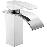 CECIPA MAX Waschtischarmatur Wasserhahn Bad Wasserfall Waschtischarmat Armaturmit Auslauf Höhe 85MM (Ventilkern aus Keramik, 1-St., Einhand-Waschtischarmatur) Wasserhahn aus Edelstahl