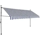vidaXL Einziehbare Markise Handbetrieben mit LED 350 cm Blau Weiß