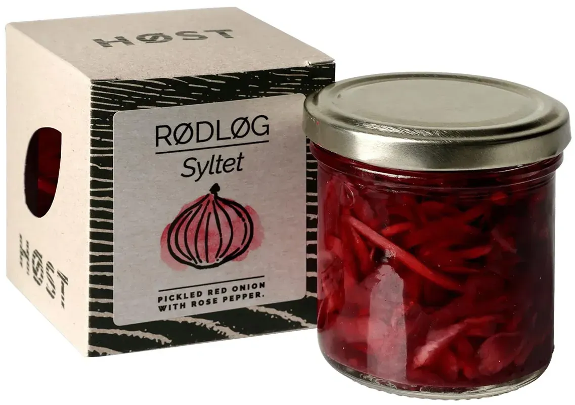 HØST Syltet RØDLØG – Eingelegte rote Zwiebeln mit rosa Pfeffer, 130 g, würzig & mild