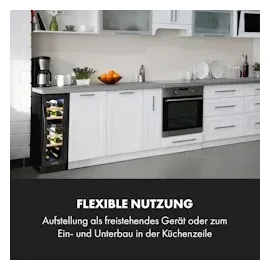 Klarstein Vinovilla 17 Built-In Duo Weinkühlschrank 53l 17 Fl. 3-Farben Glastür schwarz