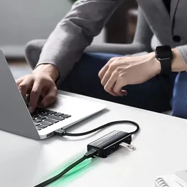 UGREEN USB 2.0 HUB RJ45 Ethernet Adapter 3+1 Port USB 2.0-Hub Schwarz