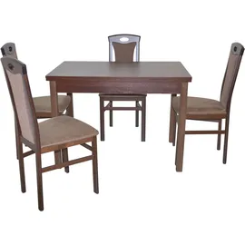 Hofmann Living And More Essgruppe "5tlg. Tischgruppe", braun (nussbaum, nachbildung, braun, nussbaum, nachbildung), B:45cm H:95cm T:48cm, FSC-zertifiziertes Massivholz, HOFMANN LIVING AND MORE, Sitzmöbel-Sets, Essgruppe, Stühle montiert