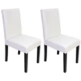 Moderne-Wohnideen Mendler 2er-Set Esszimmerstuhl Stuhl Küchenstuhl Littau Leder, weiß, dunkle Beine
