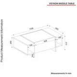 Asir Couchtisch VEYRON 37,3x103,8 cm schwarz/gold - Schwarz/Gold