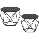 VASAGLE Couchtisch Rund 2er Set Schwarz