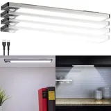 Lunartec Akku-LED-Lichtleiste 4er Set tageslichtweiß