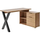 Jahnke Eckschreibtisch »X-CLUB C 40 E«, (1 St.), Eckschreibtisch, wechselseitig montierbar, X-Gestell, braun