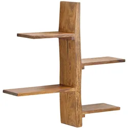 Wandregal FineBuy Hängeregal Holz Massiv 58x60x15 cm Regal Groß Schwebend Baum