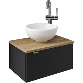 Saphir Waschtisch SAPHIR "Serie 6915 Waschschale mit Unterschrank für Gästebad, Gäste WC", schwarz (schwarz matt, riviera eiche, schwarz matt touch), B:51cm H:39,8cm T:35cm, Waschtische, Waschtisch, 51 cm breit, 1 Tür, Waschtischplatte, kleine Bäder, ohne 