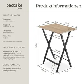 Tectake tectake® 2er Set, Beistelltische Phoenix klappbar, Industrial Holz hell, Eiche Sonoma