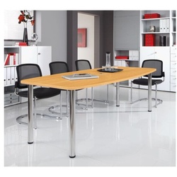 HAMMERBACHER Konferenztisch KT22C »Chicago« bis 8 Personen in Tonnenform mit Tischbeinen braun, 220 cm