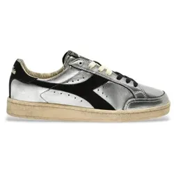 Diadora für Damen. 201182227 Prestige Metall verwendet Silber Leder Turnschuhe (37), Wohnung, Schnürsenkel, Lässig