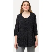 Ulla Popken Druckbluse A-Linie Rundhals 3/4-Arm schwarz 50/52