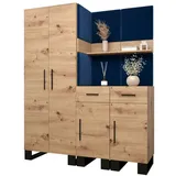 ABIKS MÖBEL Garderoben-Set ARTIN Set 7 Garderobe mit gepolsterten Paneelen, Industriell Design blau